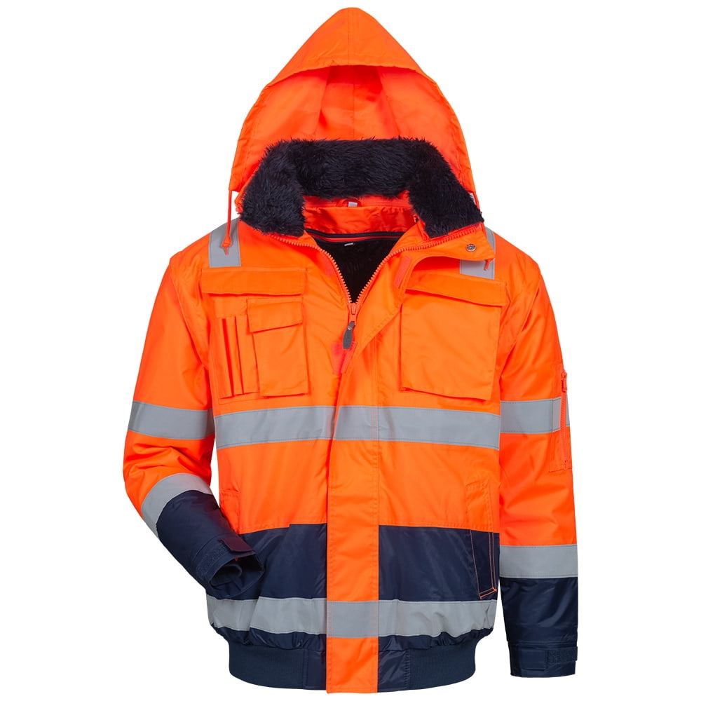 Áo bomber phản quang chống nước 4 trong 1 Elysee 23459 cam/xanh navy