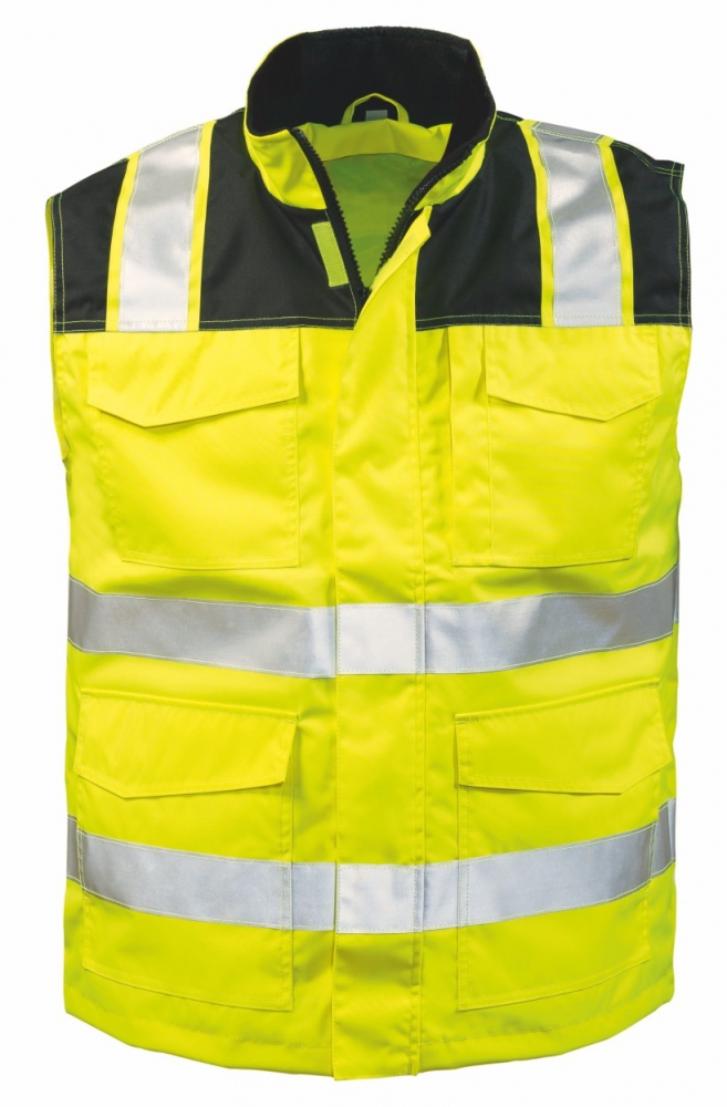 Áo vest bảo hộ phản quang polyester kháng dầu màu vàng/đen S-3XL, Elysee 23518