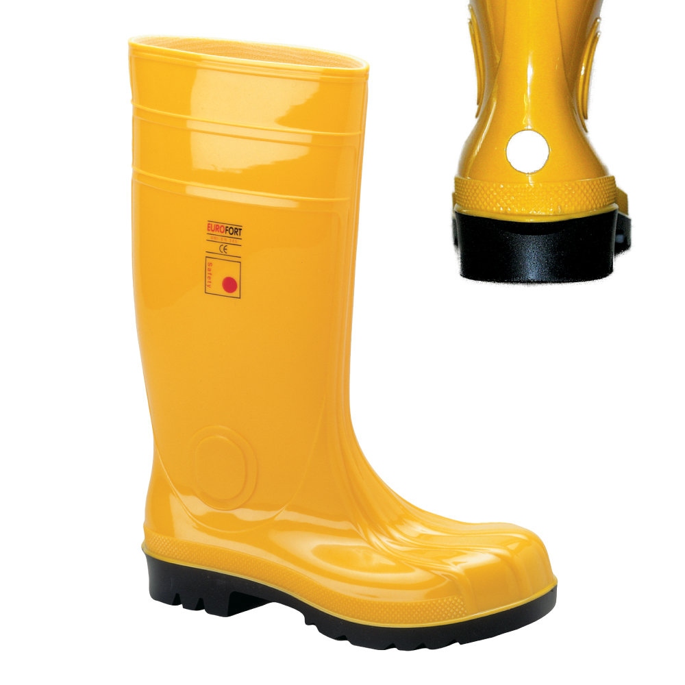 Ủng bảo hộ cao su PVC mũi thép chống tĩnh điện màu vàng S5 cỡ 49-50, Euromax 35361