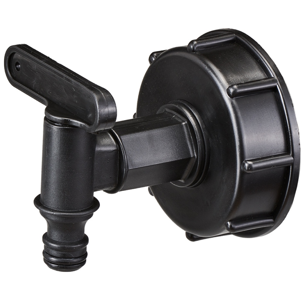 Đầu nối bồn IBC Evertec 7615 ren S60x6 kèm vòi xả hệ thống khớp nối nhanh (click system)