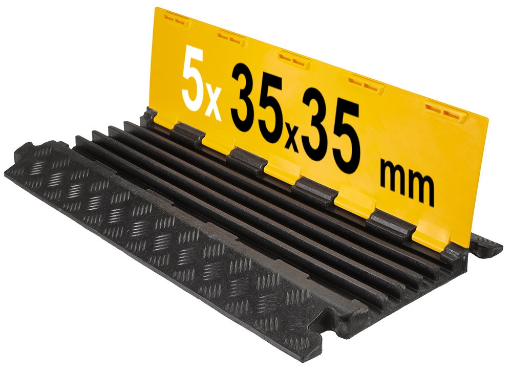 Bảo vệ cáp 5 rãnh chịu tải nặng Evertec cao su/PE 90x50x5cm, 15 tấn