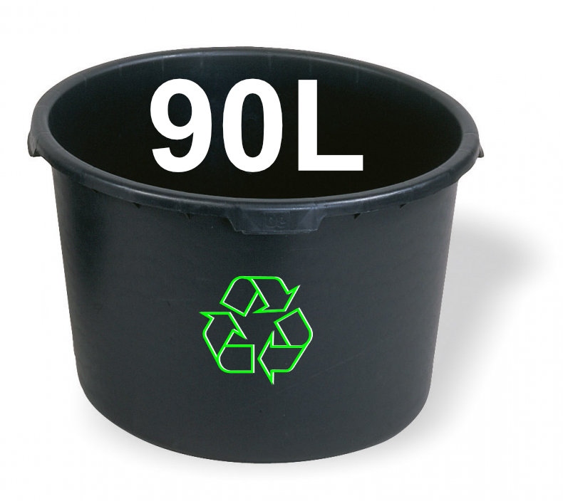 Thùng trộn vữa hình tròn bằng nhựa tái chế màu đen 90L