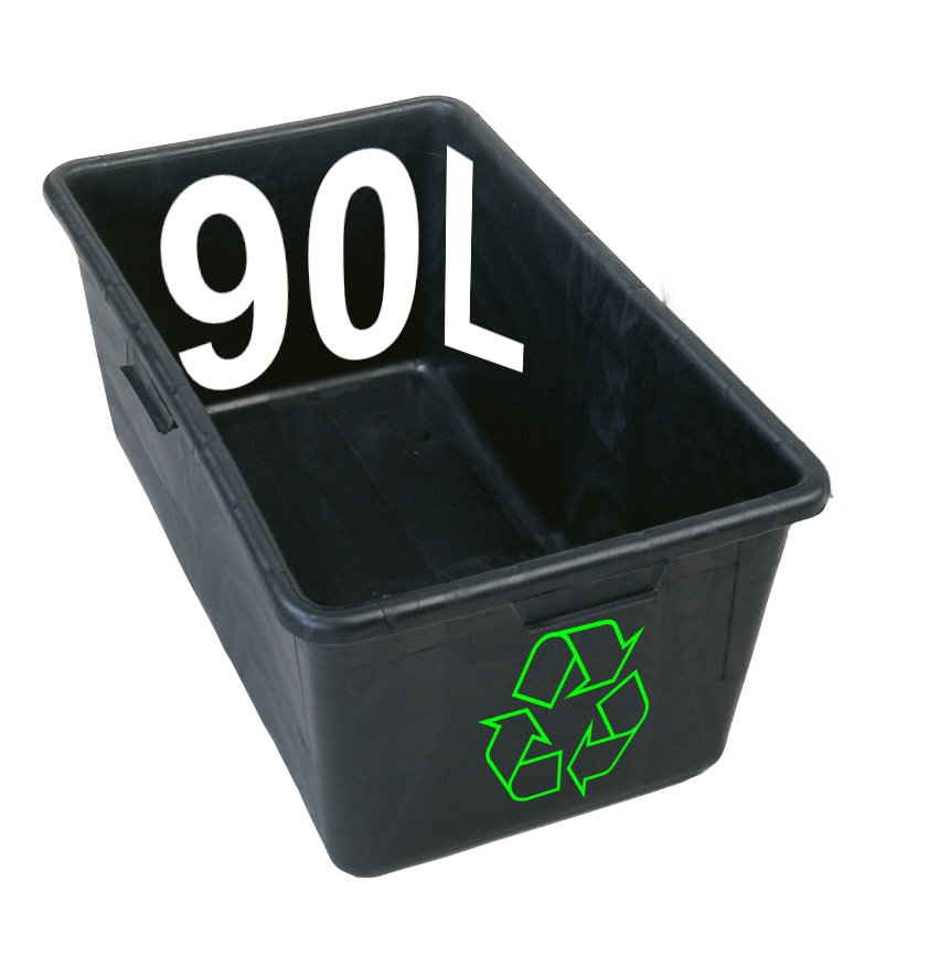 Thùng trộn vữa bằng nhựa tái chế màu đen dung tích 90 lít