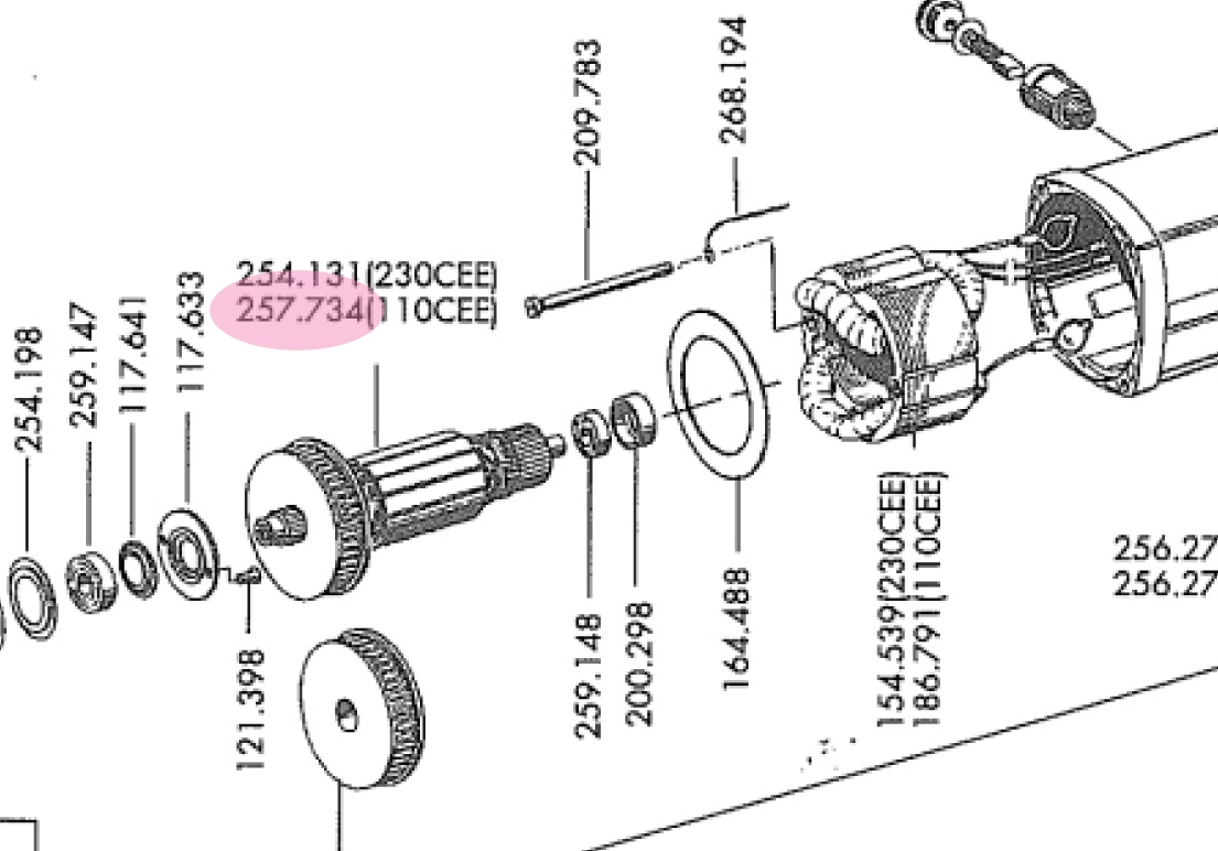 Flex 257.734 Rô tô 110V - phụ tùng thay thế chính hãng