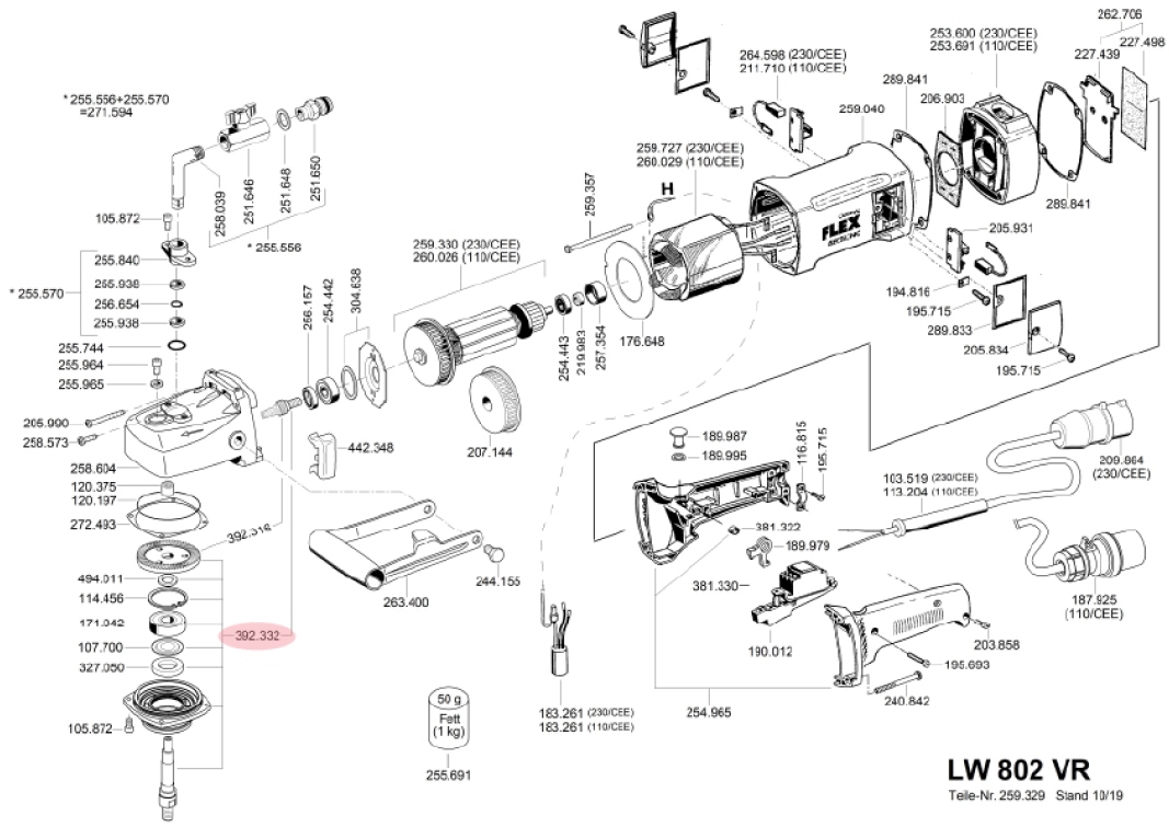 Bộ sửa chữa Flex 392.332 LW802 - F Riz + GWmont