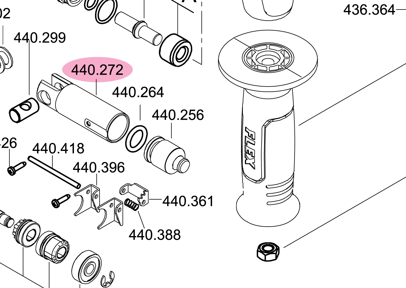 Piston búa Flex 440.272 dùng cho CHE 18.0 EC - phụ tùng thay thế chính hãng