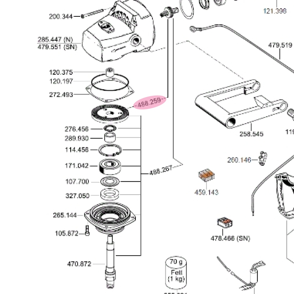 Bộ bánh răng Flex 488.259 LW1202 N (M7) -KH - phụ tùng thay thế chính hãng