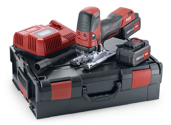 Flex 489.778 JS 18.0-EC/5.0 Bộ máy cưa lọng dùng pin kèm hộp đựng
