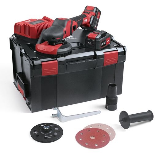 Bộ máy mài Flex 504.157 dùng pin SUPRA SE 125 18.0-EC dung lượng 5.0Ah kèm phụ kiện