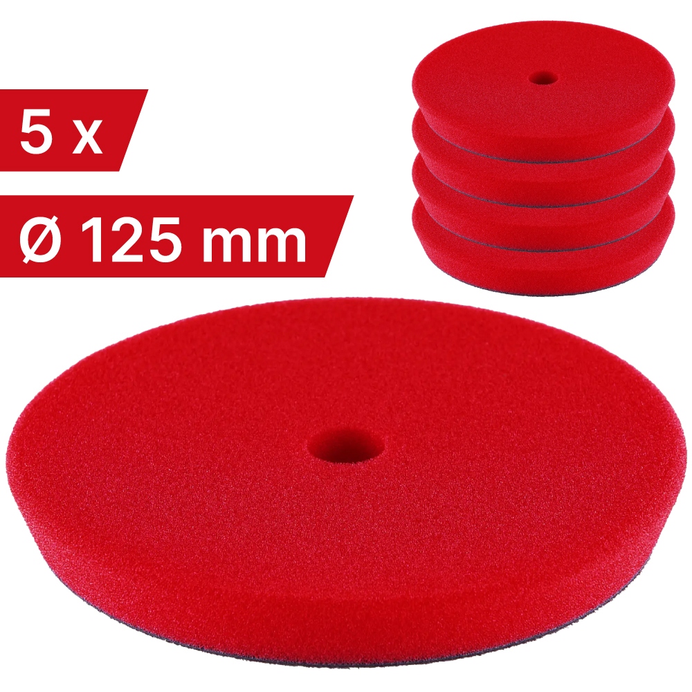 FLEX 532.649 PP-C 125 Miếng mút đánh bóng cứng màu đỏ bộ 5 cái
