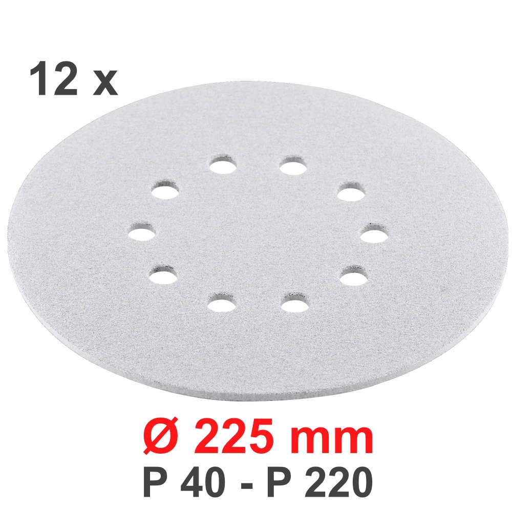 Giấy nhám vòng Flex siêu mịn 10 lỗ, Ø 225mm, MF-P 40-220, 12 miếng