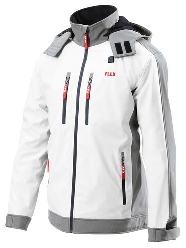 Áo khoác giữ nhiệt softshell nam dùng pin Flex TJ màu trắng 10.8/18V