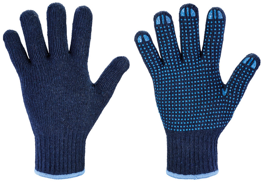 Găng tay cotton dệt kim phủ hạt nhựa xanh GoodJob 0375 RUDONG cỡ 7-11
