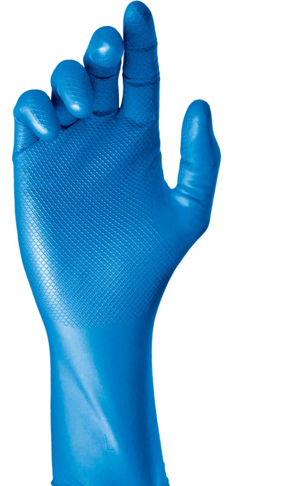 Hộp 50 găng tay bảo hộ nitrile Grippaz, không bột, màu xanh, dài 30cm