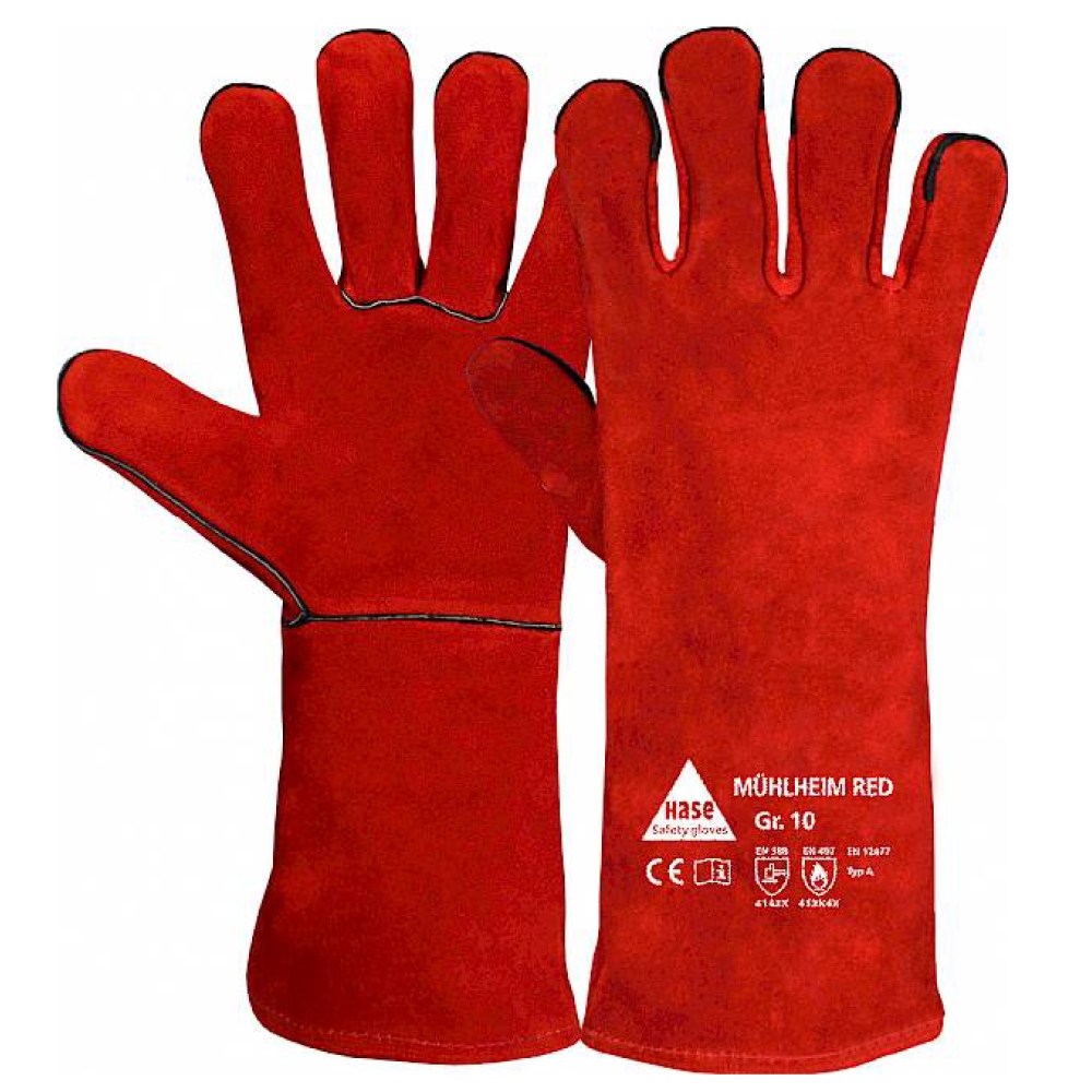 Găng tay hàn Hase 301000 Mühlheim bằng da bò đỏ màu đỏ size 8-12