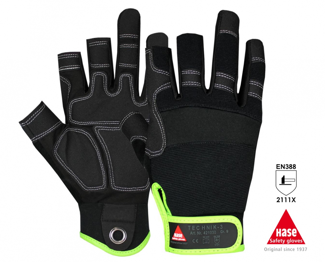 Găng tay bảo hộ cơ khí Hase TECHNIK-3 hở 3 ngón