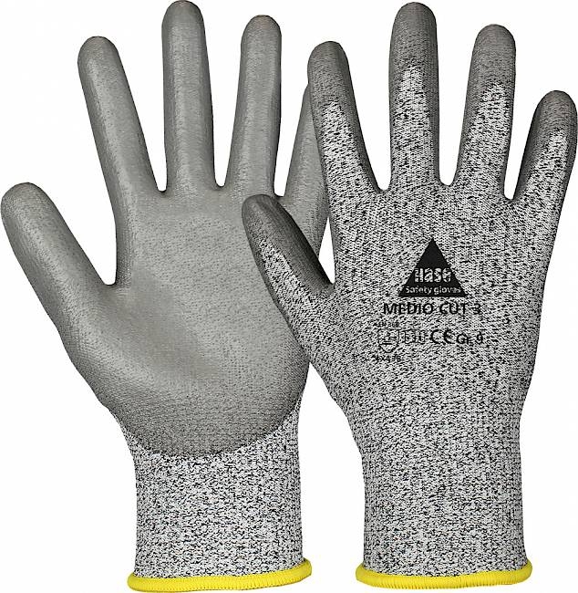 Găng tay bảo hộ chống cắt Hase 508430 Medio Cut 3 phủ PU cấp độ B size 6-11