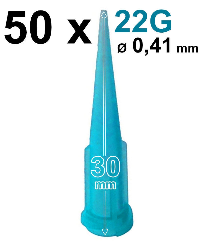 Bộ 50 kim bơm keo đầu côn PE Loctite 97224 cỡ 22G màu xanh dương