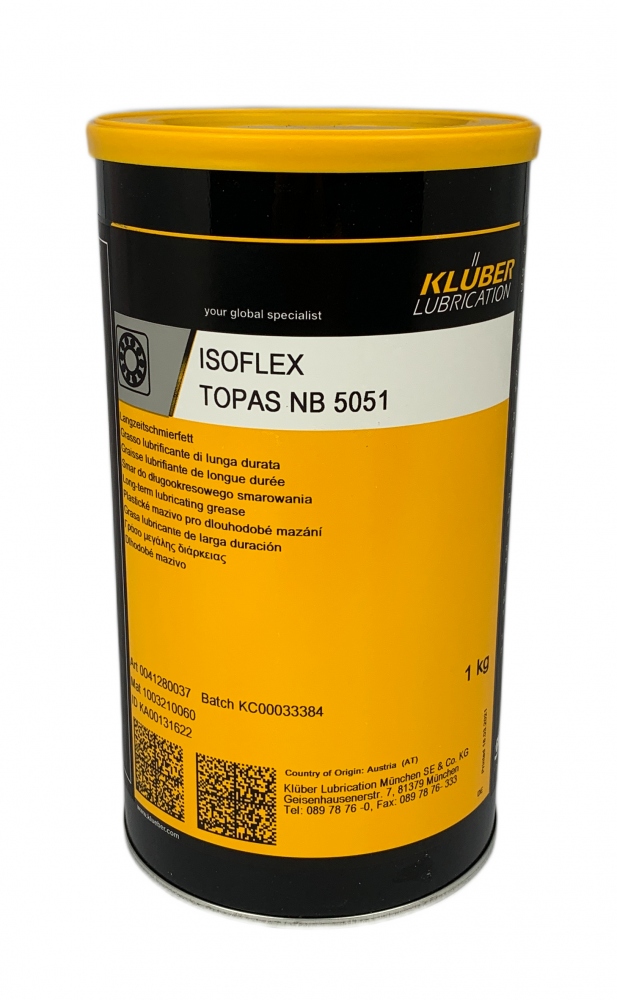 Mỡ bôi trơn tổng hợp dài hạn Klüber ISOFLEX TOPAS NB 5051 hộp 1kg