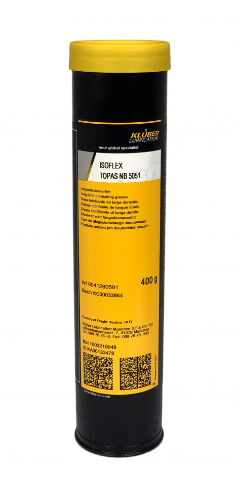 Mỡ bôi trơn tổng hợp dài hạn Klüber ISOFLEX TOPAS NB 5051 dạng tuýp 400g