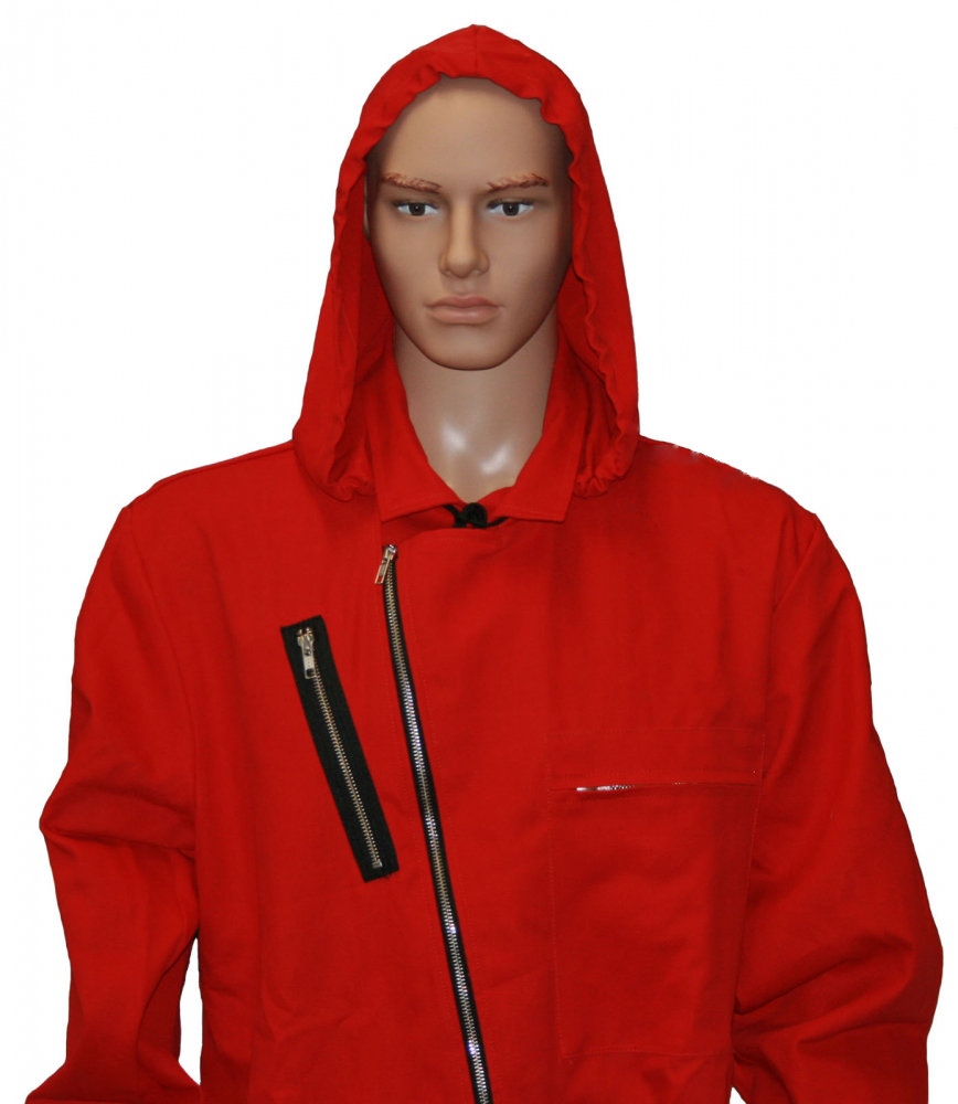 Trang phục hóa trang Money Heist màu đỏ có mũ trùm đầu cho trẻ em 100% cotton