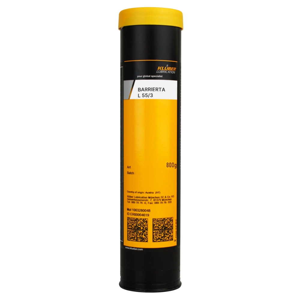 Mỡ bôi trơn chịu nhiệt dài hạn Klüber BARRIERTA L 55/3 NLGI 3, 800g