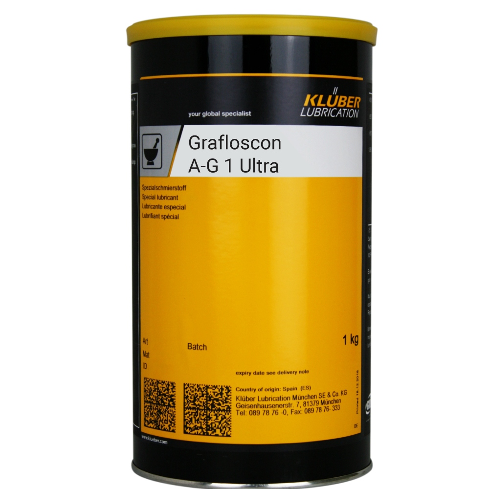 Chất bôi trơn dính Klüber Grafloscon A-G 1 Ultra chứa Graphite, lon 1kg