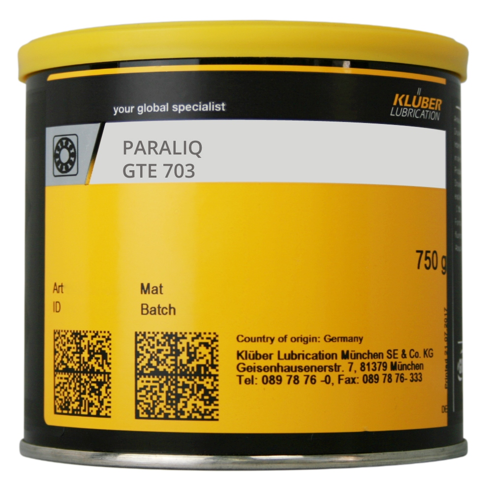 Mỡ bôi trơn vòi phun và van Klüber PARALIQ GTE 703 hộp 750g