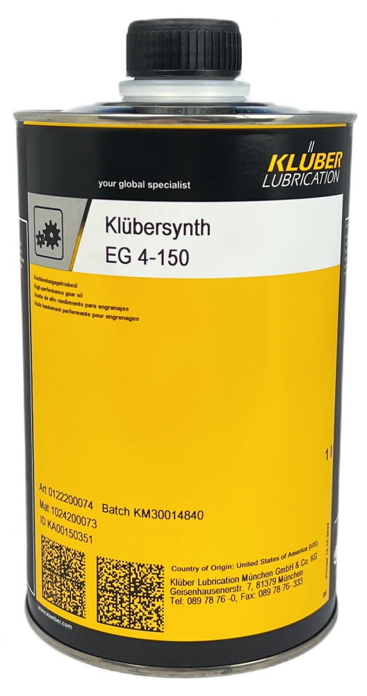Dầu bánh răng hiệu suất cao tổng hợp Klübersynth EG 4-150 1 Lít