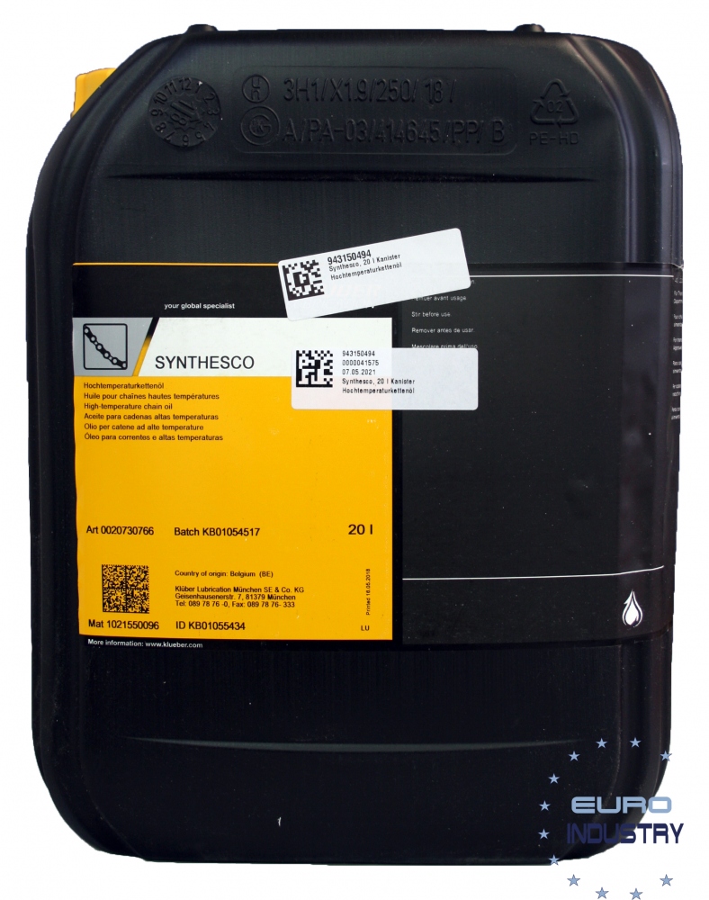Dầu xích chịu nhiệt Klüber SYNTHESCO 20l
