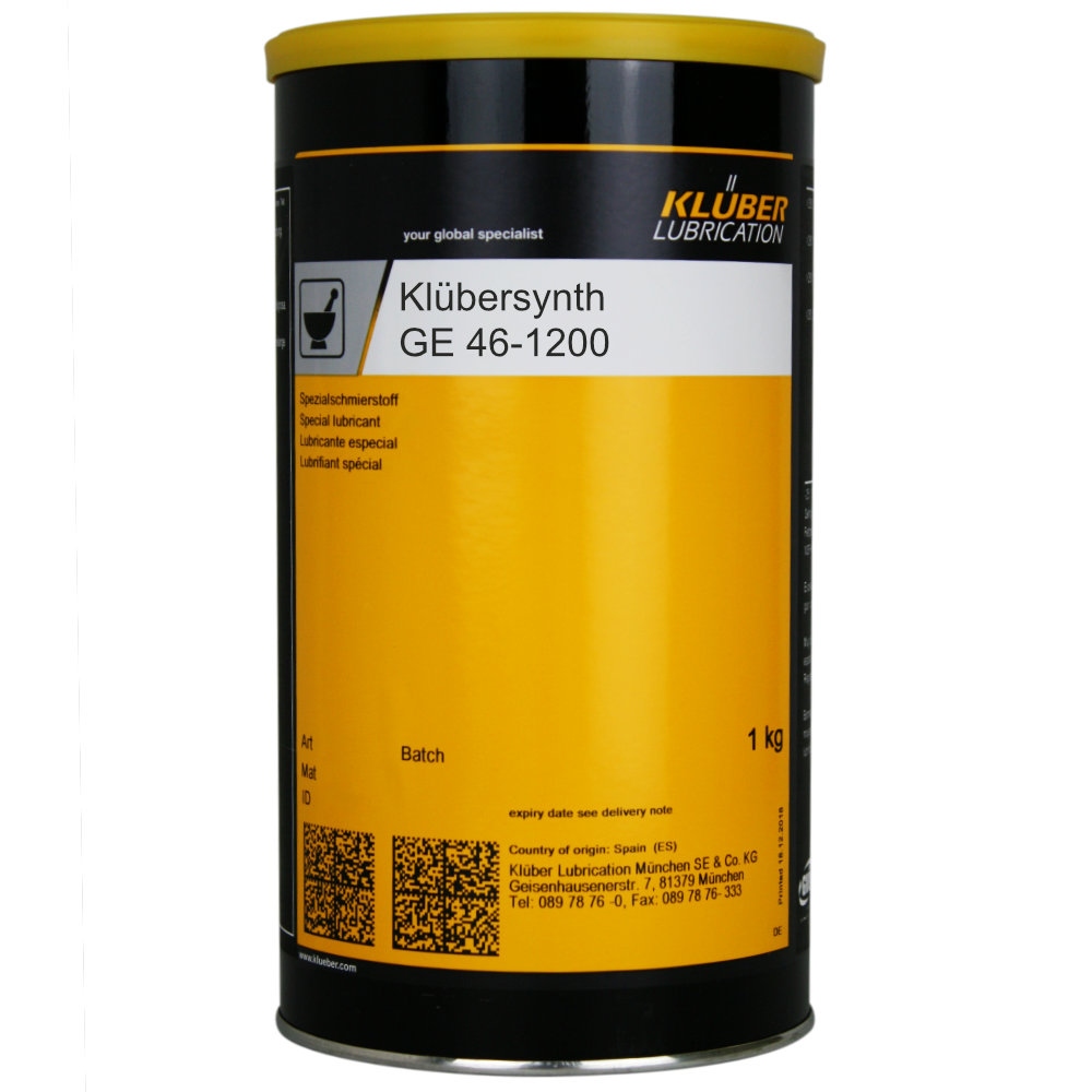 Mỡ lỏng tổng hợp bôi trơn dài hạn Klübersynth GE 46-1200 hộp 1kg
