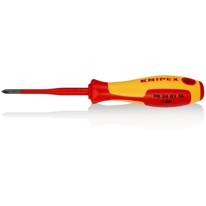 Tua vít cách điện Knipex 982401SL (dòng Slim) cho vít đầu vuông Phillips® PH1