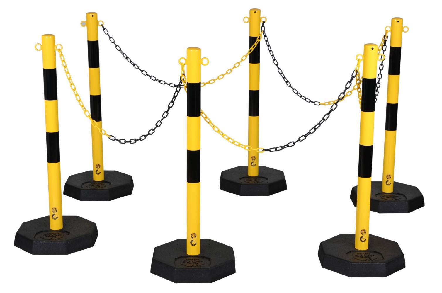 Bộ 6 trụ rào chắn xích CRASH STOP KPS-GS, màu vàng-đen