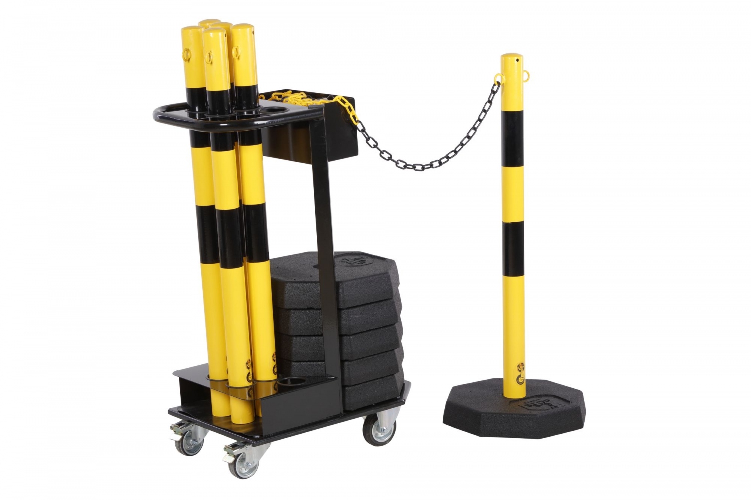 Bộ trụ chắn xích vận chuyển CRASH STOP KPS-TG-GS, màu vàng-đen