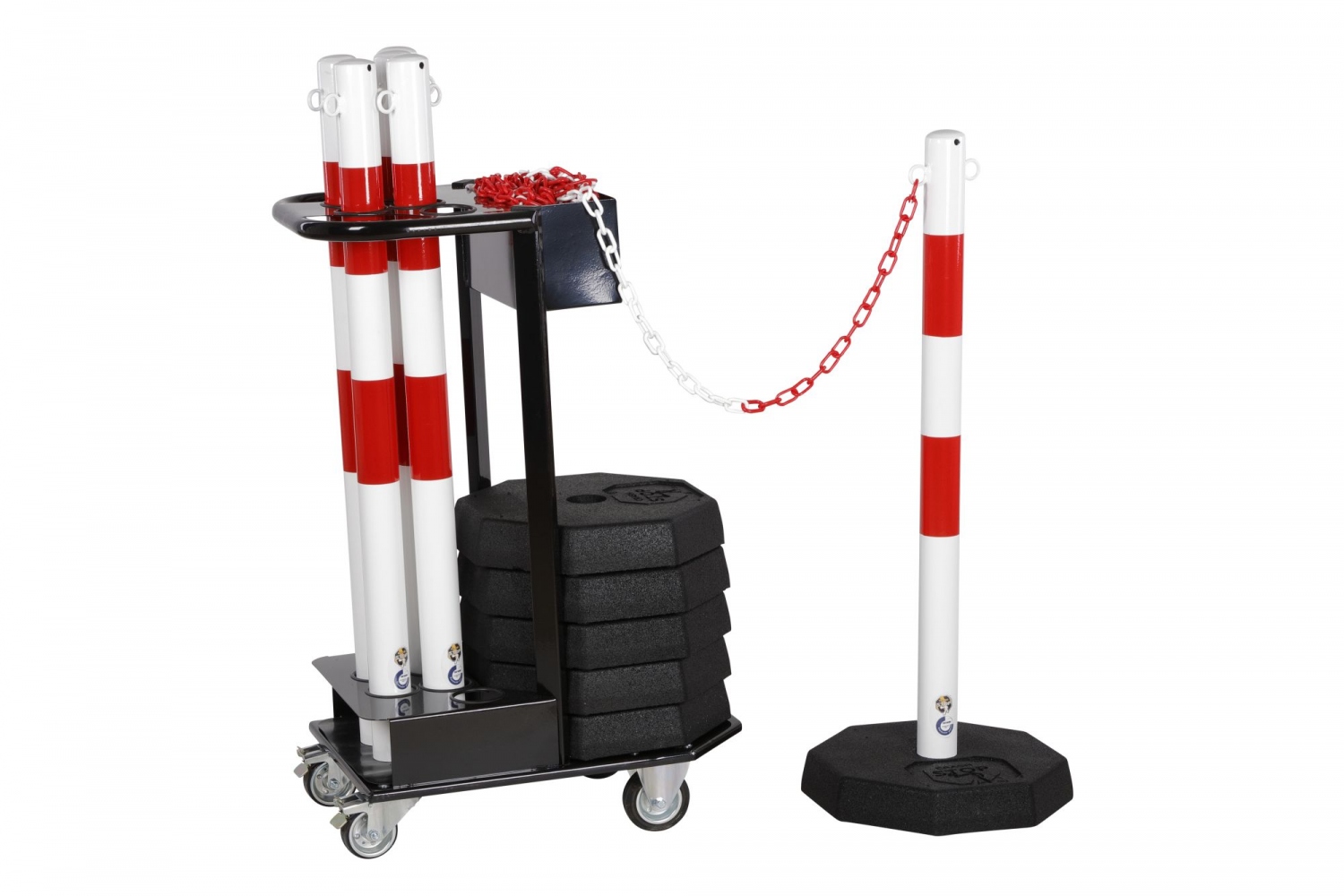 Bộ trụ rào chắn xích CRASH STOP KPS-TG-RW dùng cho giá vận chuyển, màu đỏ-trắng