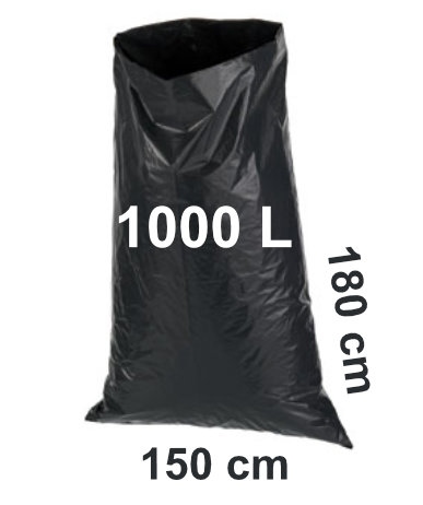 Túi đựng rác thải màu đen 1000L - 150x180cm, 120μ, 10 cái, 8498