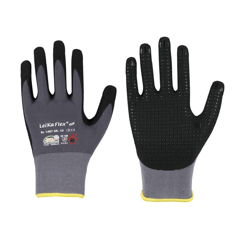 Găng tay bảo hộ LeikaFlex 1487 STAR phủ nitrile hạt nổi bề mặt nhám