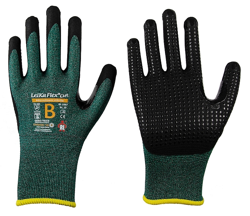Găng tay chống cắt Leikaflex® Cut 1667 phủ bọt nitrile có hạt nổi Chống cắt Cấp độ 3