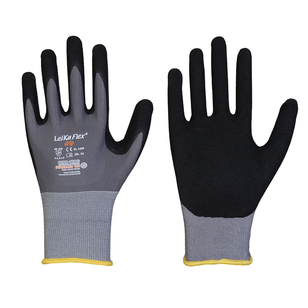 Găng tay bảo hộ LeikaFlex 1469 GRIP bề mặt nhám phủ nitrile