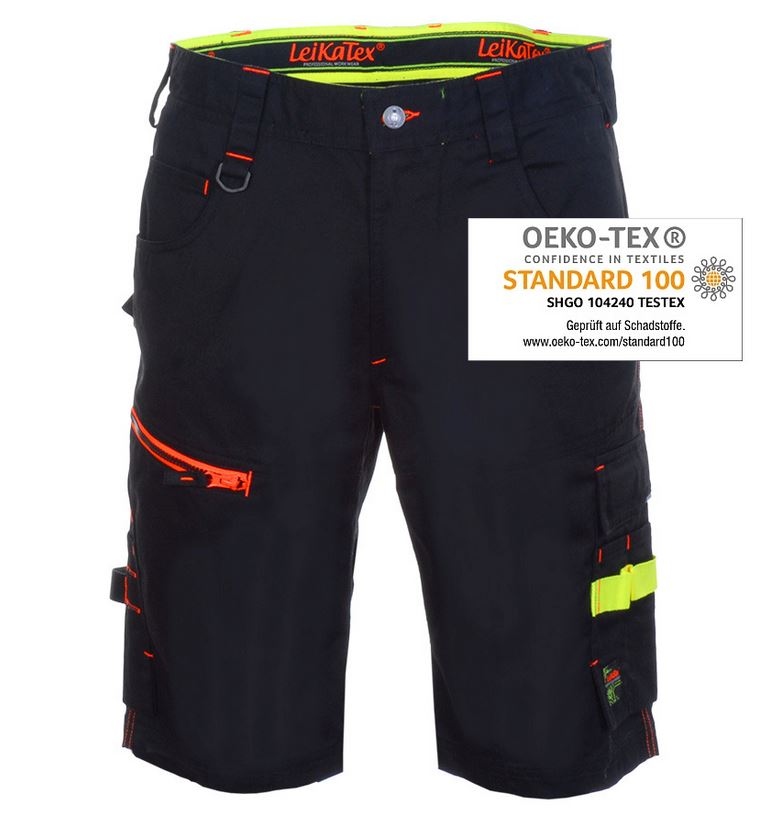 Quần đùi bảo hộ lao động chuyên dụng Leikatex 105146 BLACK LINE màu đen cho chuyên gia