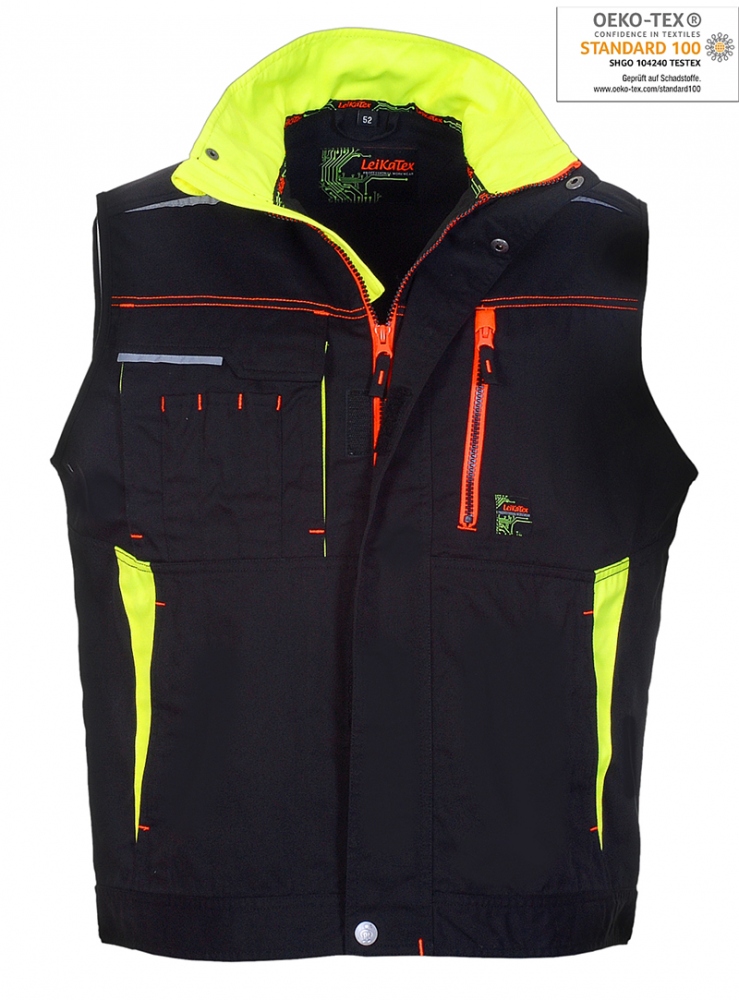 Áo gile bảo hộ Leikatex 105646 BLACK LINE dành cho công nhân hiện đại màu đen XS-XXL