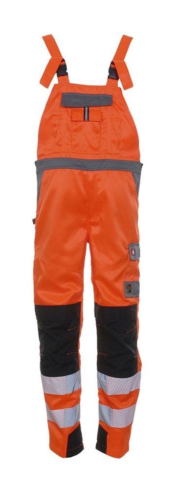 Quần yếm bảo hộ phản quang màu cam/xám tiêu chuẩn ISO 20471, dòng LeiKaTex Bright Line