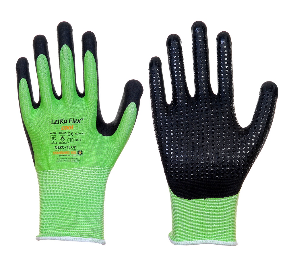Găng tay bảo hộ phủ bọt Nitrile hạt nổi Leikaflex 1477 CoolMax kích cỡ 6 - 12