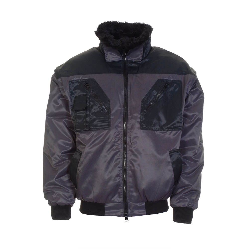 Áo khoác bomber đa năng 4 trong 1 màu xám/đen S-3XL, LeiKaTex 480460