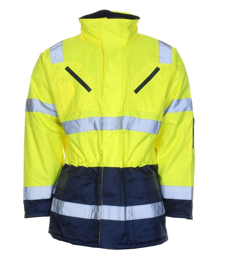 Áo khoác phản quang chống thấm màu vàng / xanh navy tiêu chuẩn EN 20471+343 LeiKaTex 480750
