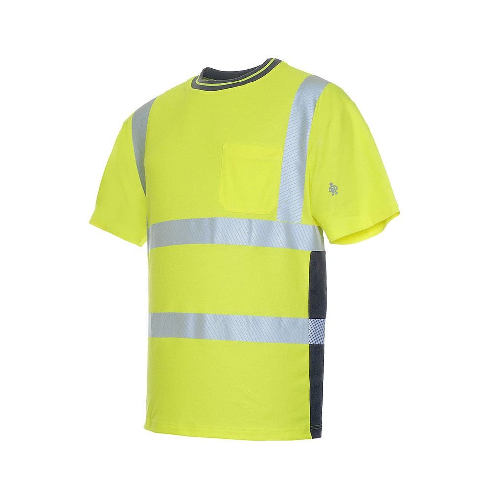Áo thun BRIGHT LINE có độ phản quang cao màu vàng 55% cotton LeiKaTex 490310