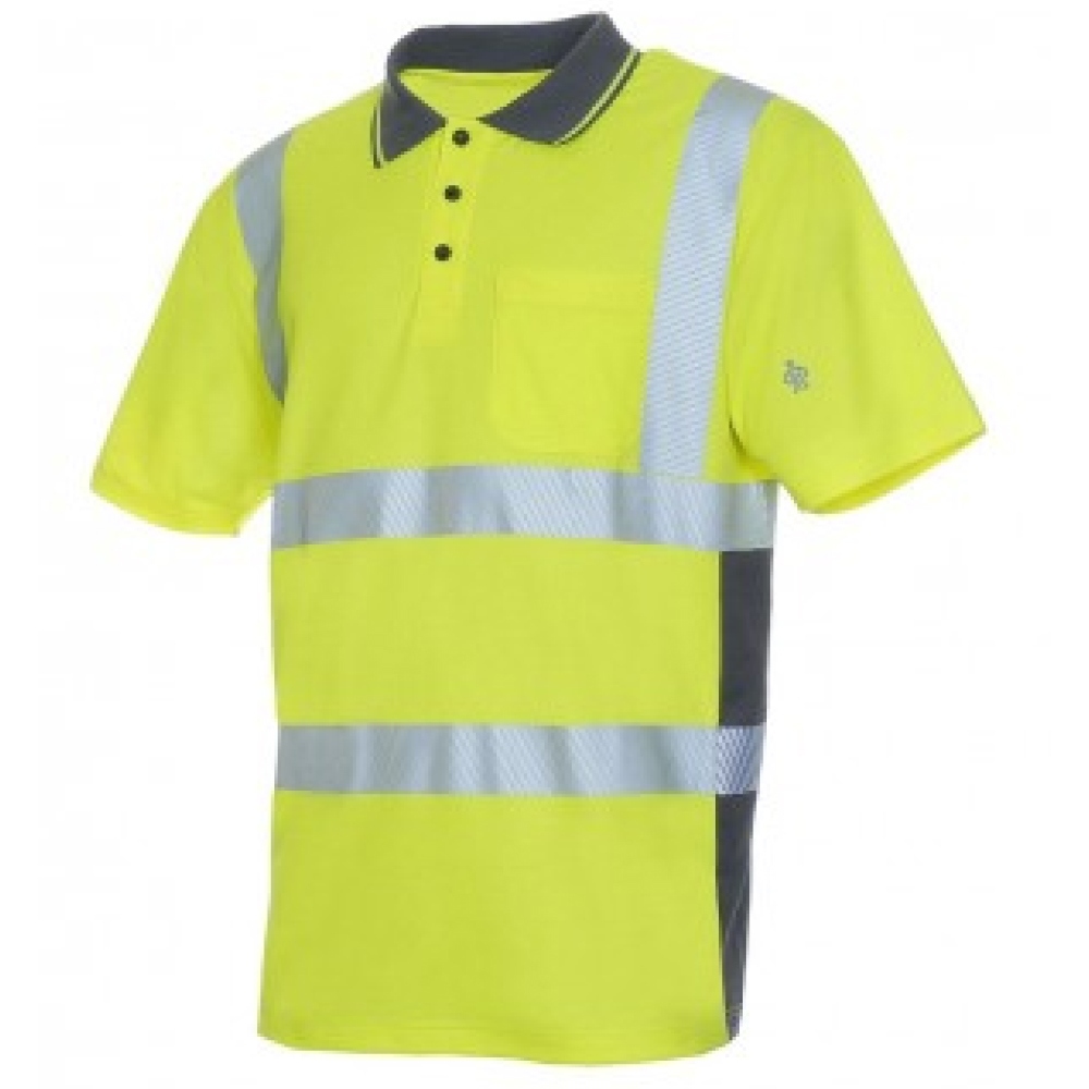 Áo polo phản quang LeiKaTex Bright Line màu vàng/xám
