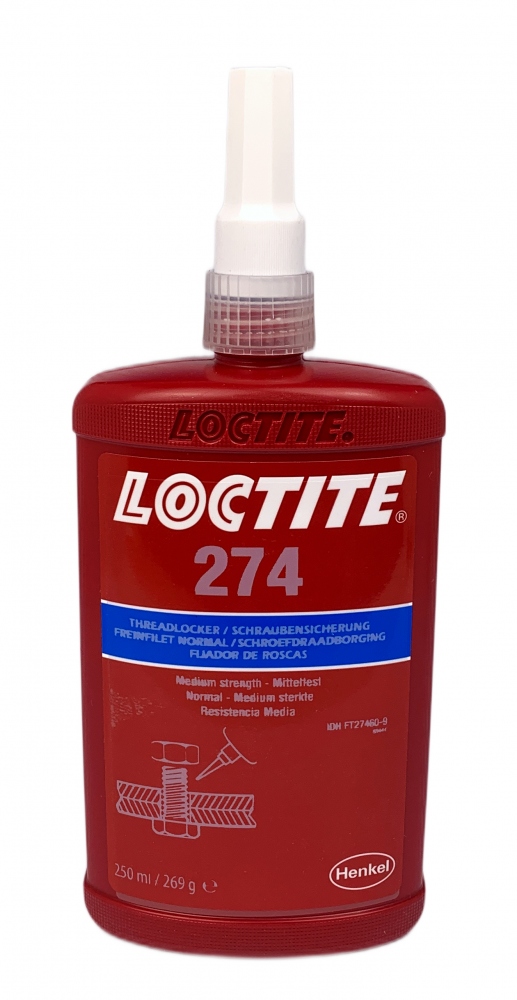 Keo khóa ren Loctite 274 độ nhớt thấp lực khóa trung bình màu xanh dương 250ml