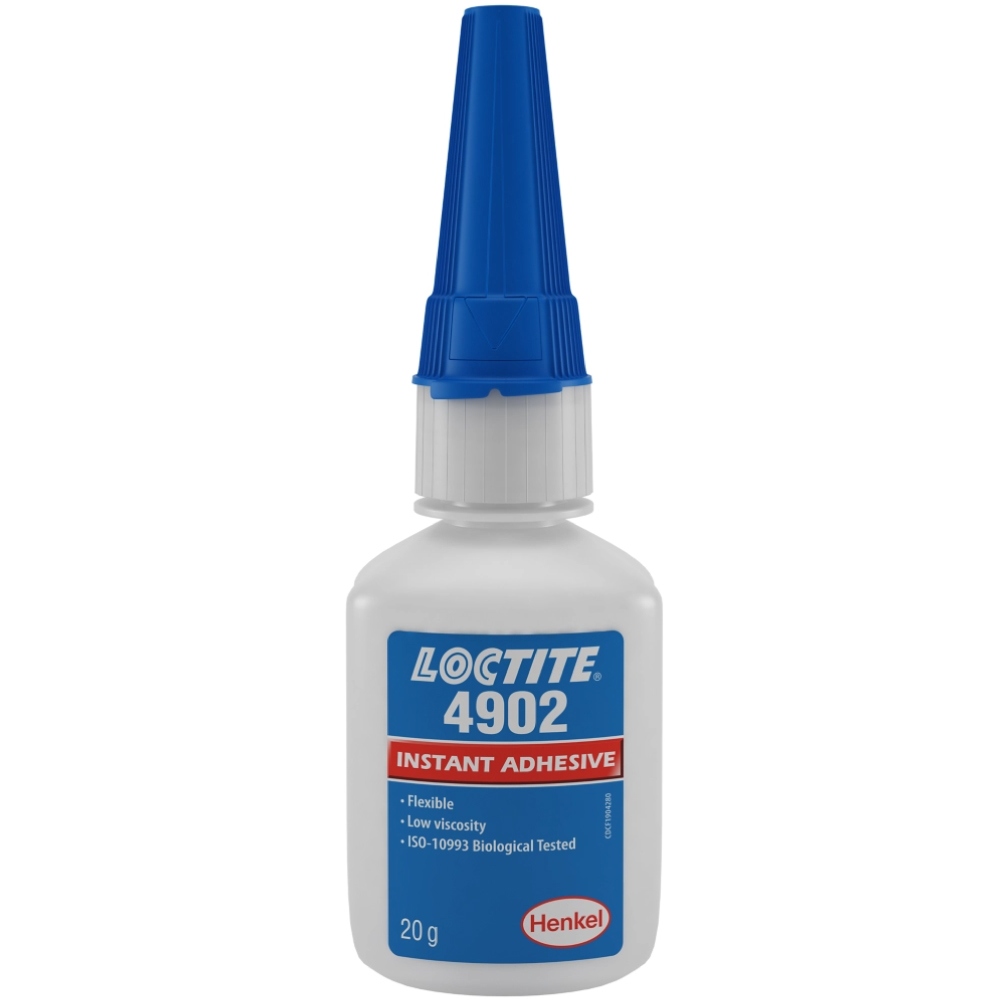 Keo dán Loctite 4902 dạng lỏng cyanoacrylate linh hoạt cao màu trong suốt 20g