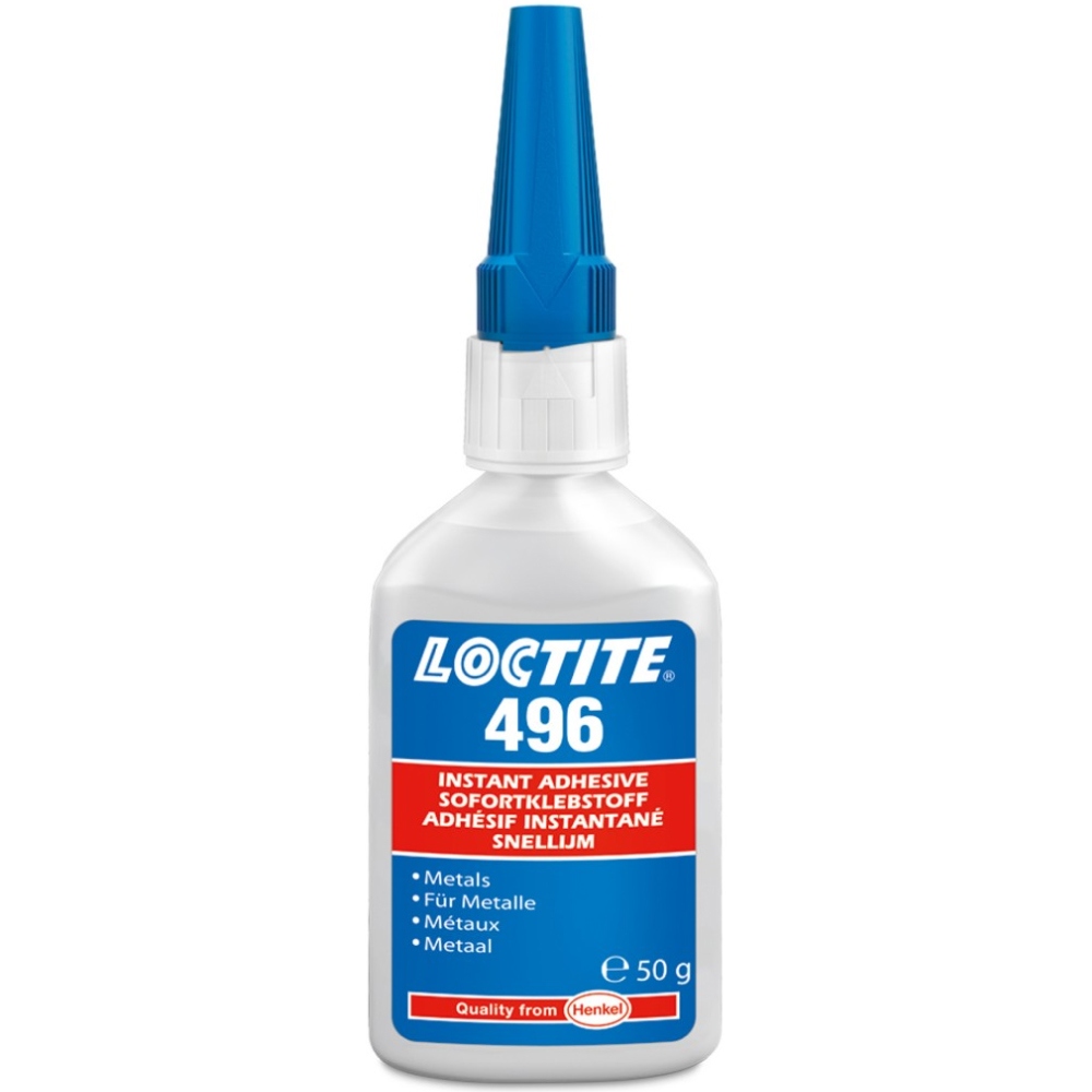 Keo dán nhanh Loctite 496 CA chuyên dụng cho kim loại, độ nhớt thấp, màu trong suốt, 50g